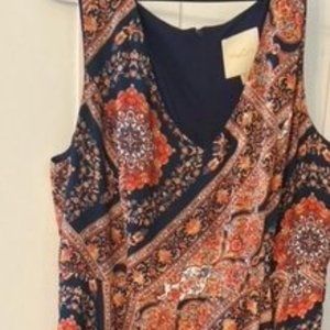 Unworn Burned Orange & Navy Dress